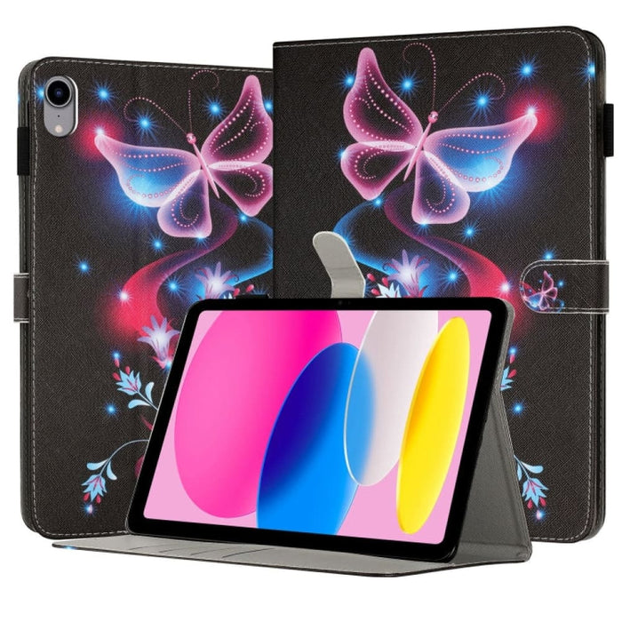 Painted Leather Smart Tablet Case Fluorescent Butterflies