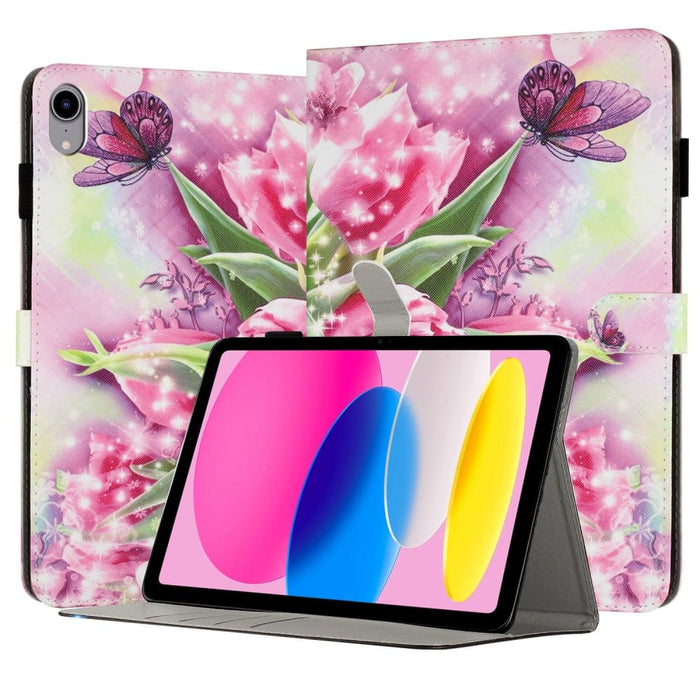 Painted Leather Smart Tablet Case Fluorescent Butterflies