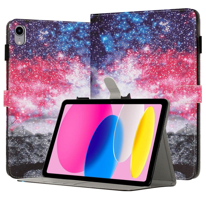 Painted Leather Smart Tablet Case Fluorescent Butterflies