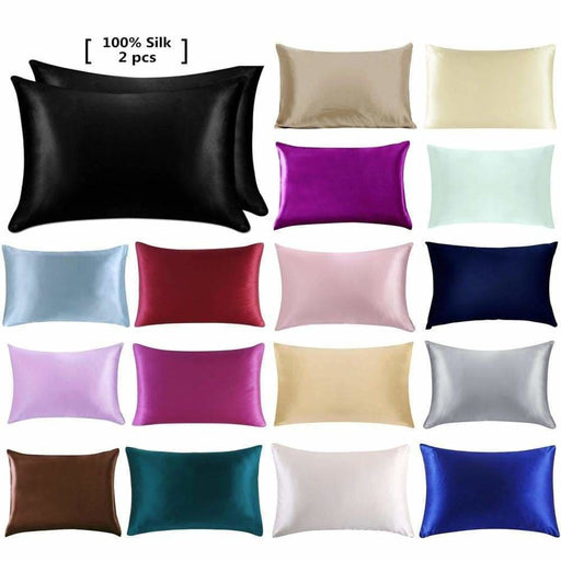 Pair of Both Sided Mulberry Silk Pillowcase with Hidden