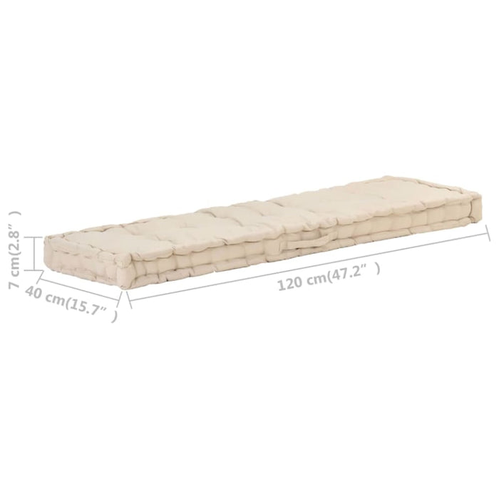 Pallet Floor Cushion Cotton 120x40x7 Cm Beige Anlik