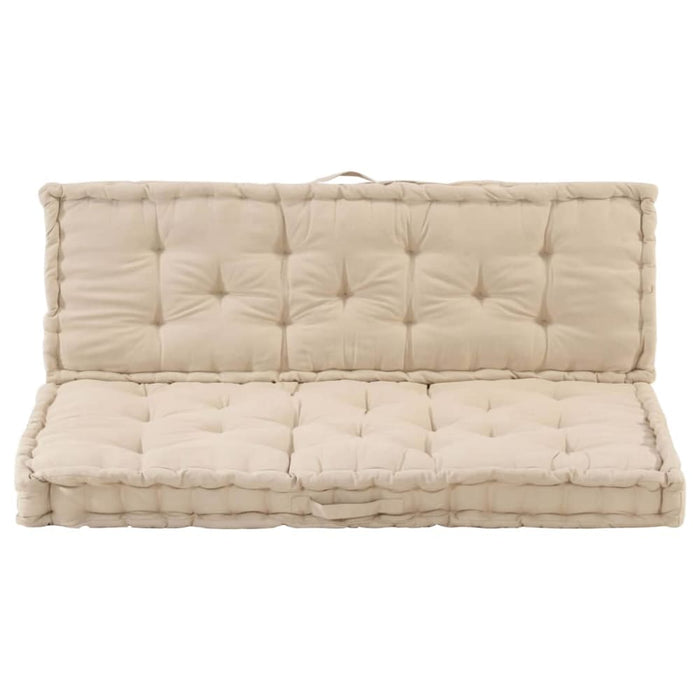 Pallet Floor Cushions 2 Pcs Cotton Beige Tbptlti