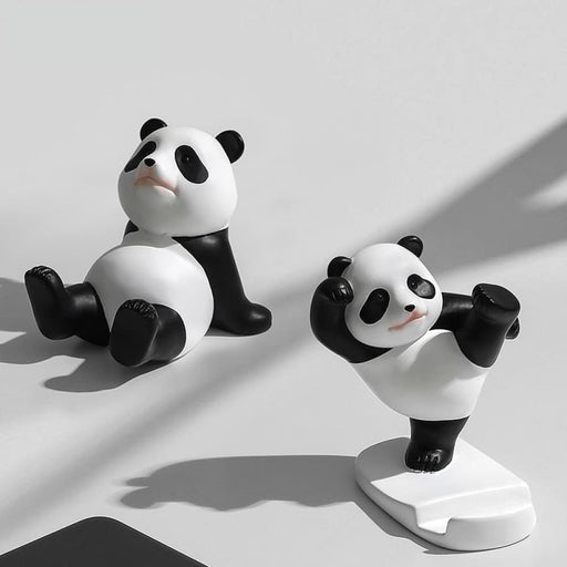 Panda Figurines for Interior Universal Mobile Stand Holder