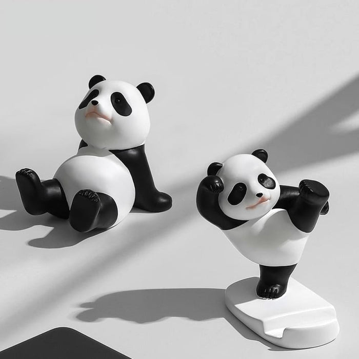 Panda Figurines for Interior Universal Mobile Stand Holder