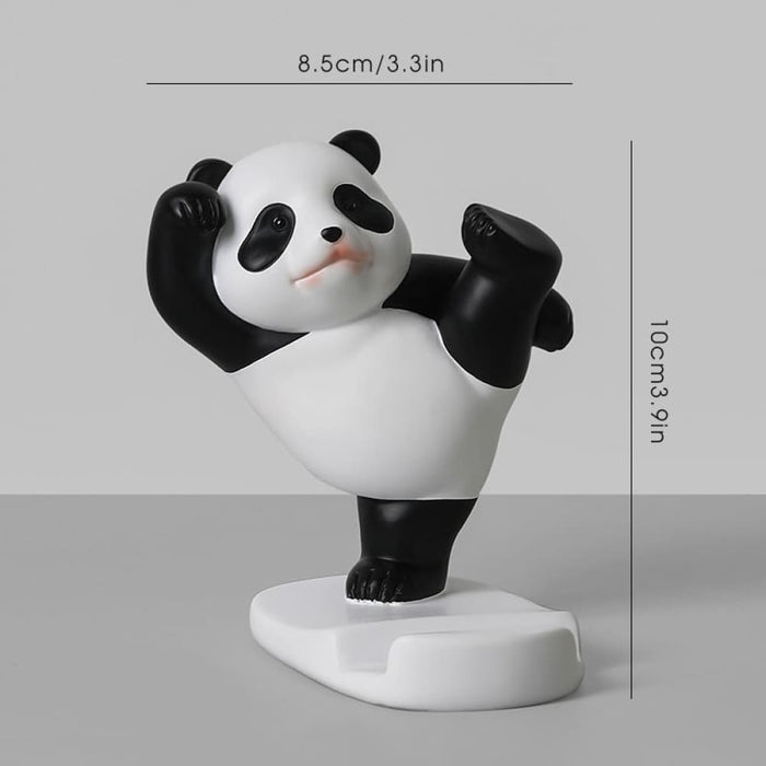 Panda Figurines for Interior Universal Mobile Stand Holder