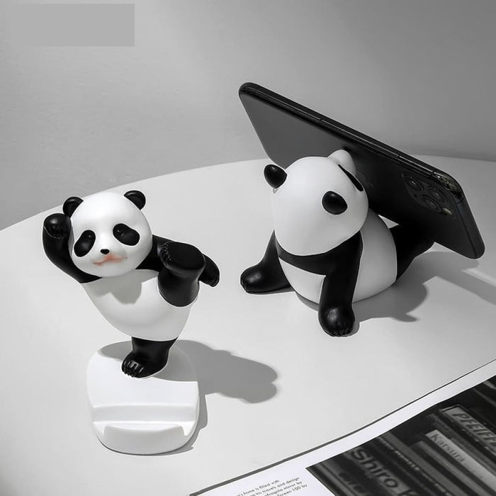Panda Figurines For Interior Universal Mobile Stand Holder