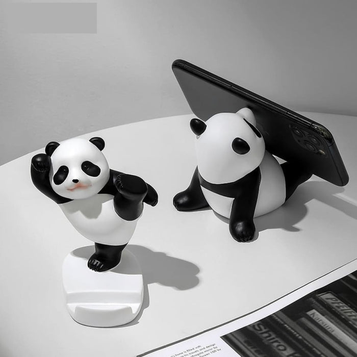 Panda Figurines for Interior Universal Mobile Stand Holder