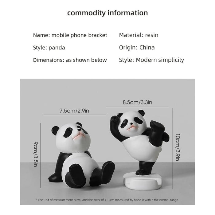 Panda Figurines for Interior Universal Mobile Stand Holder