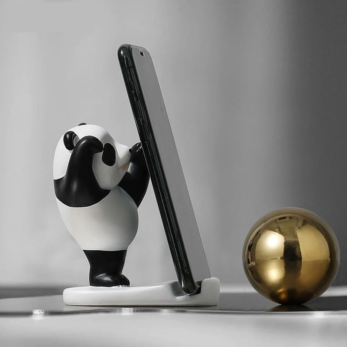 Panda Figurines for Interior Universal Mobile Stand Holder