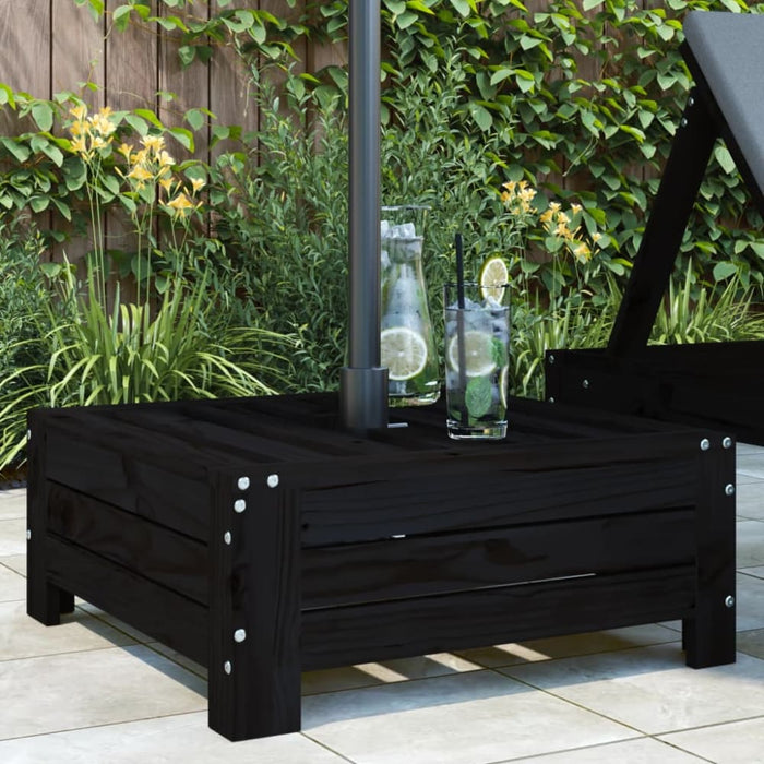 Parasol Base Cover Black Solid Wood Pine Nxpttp