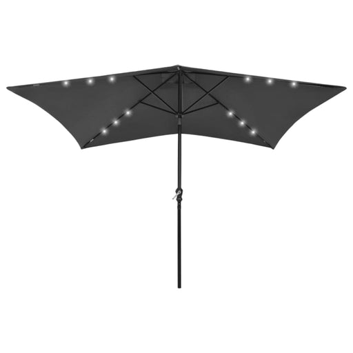 Parasol With Leds And Steel Pole Anthracite 2x3 m Totinn