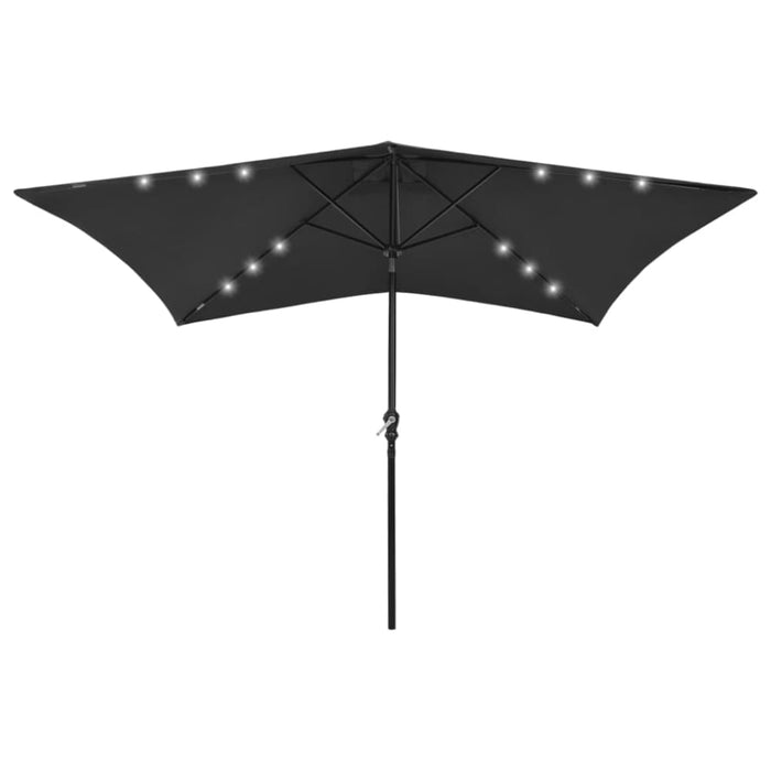 Parasol with Leds and Steel Pole Black 2x3 m Totikx