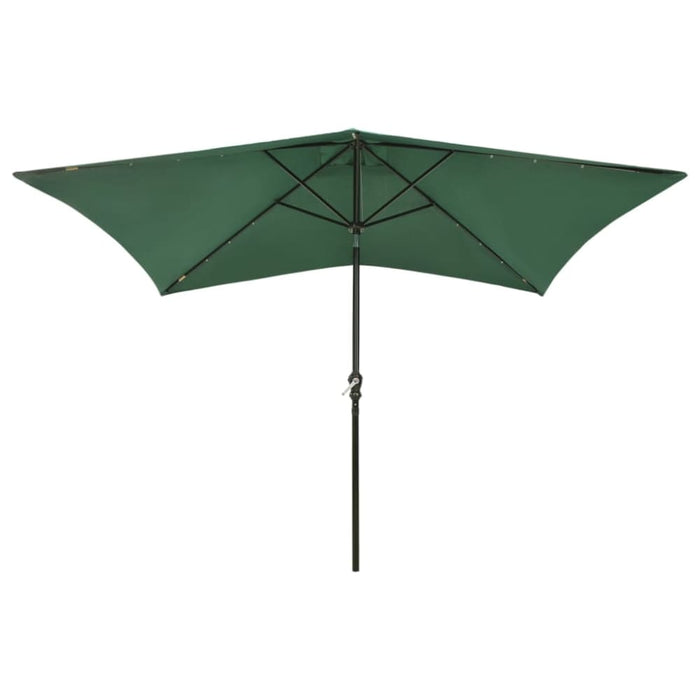 Parasol with Leds and Steel Pole Green 2x3 m Totinl