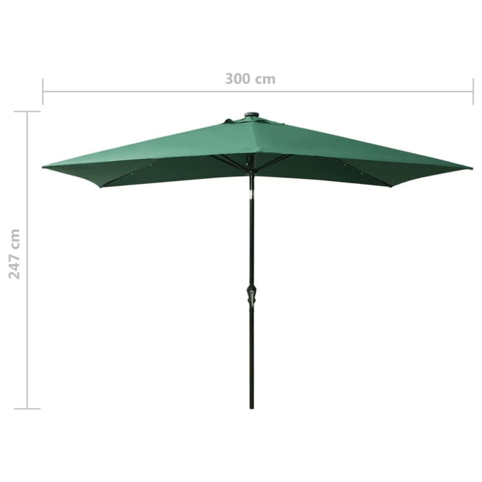 Parasol with Leds and Steel Pole Green 2x3 m Totinl