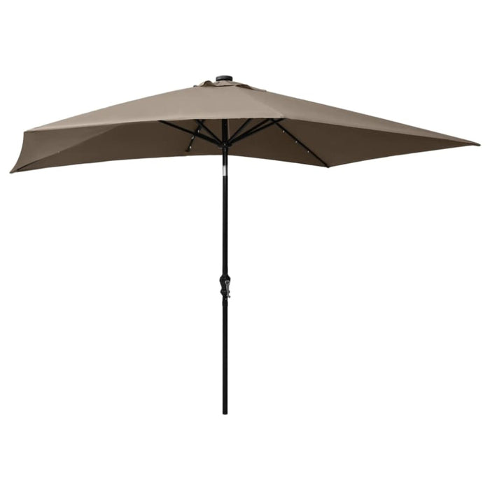 Parasol With Leds And Steel Pole Taupe 2x3 m Totink
