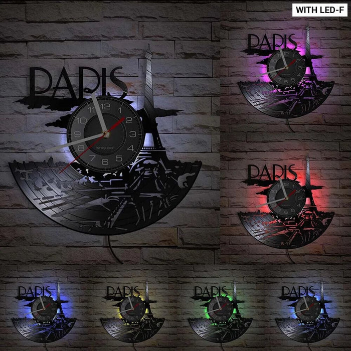 Paris London Vinyl Record Wall Clock