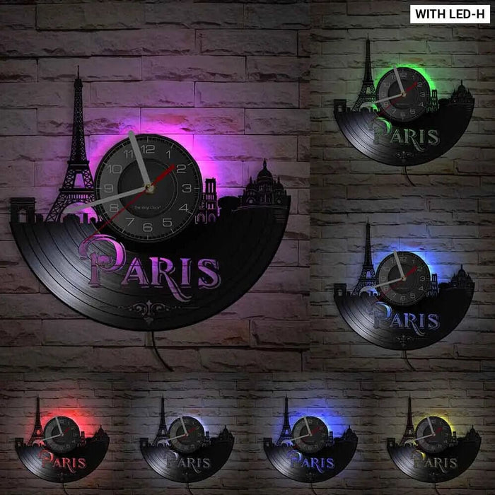 Paris London Vinyl Record Wall Clock