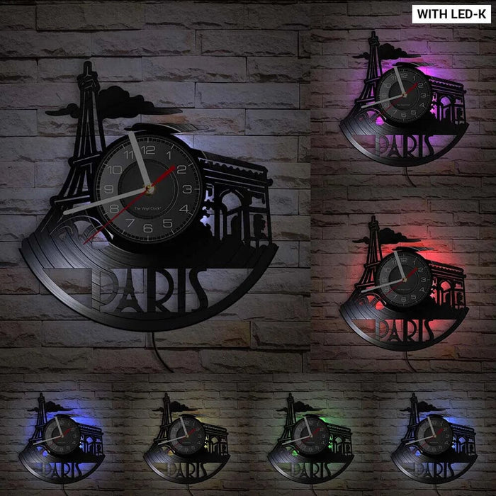Paris London Vinyl Record Wall Clock