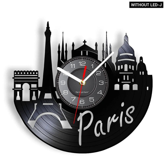 Paris London Vinyl Record Wall Clock