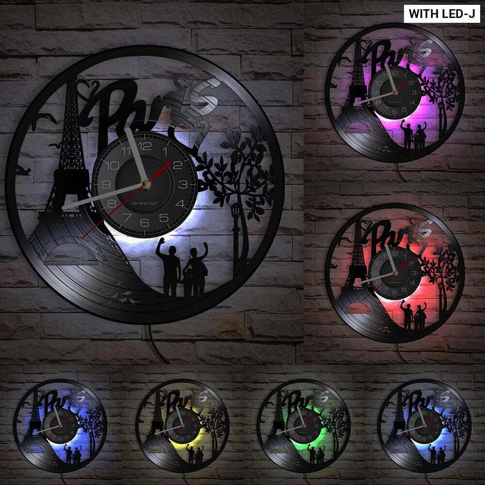 Paris London Vinyl Record Wall Clock