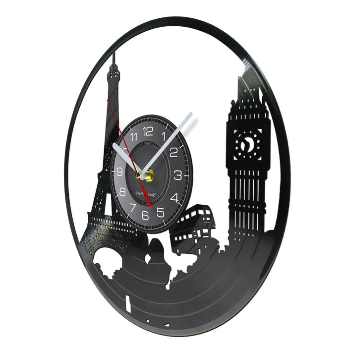 Paris London Vinyl Record Wall Clock
