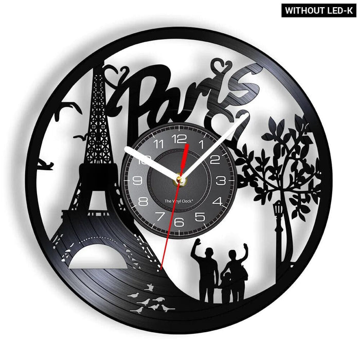 Paris London Vinyl Record Wall Clock
