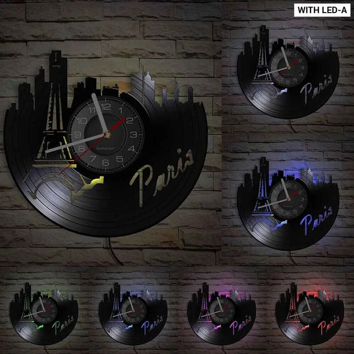 Paris London Vinyl Record Wall Clock