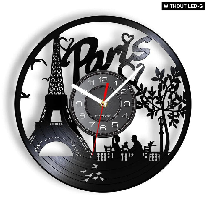 Paris London Vinyl Record Wall Clock