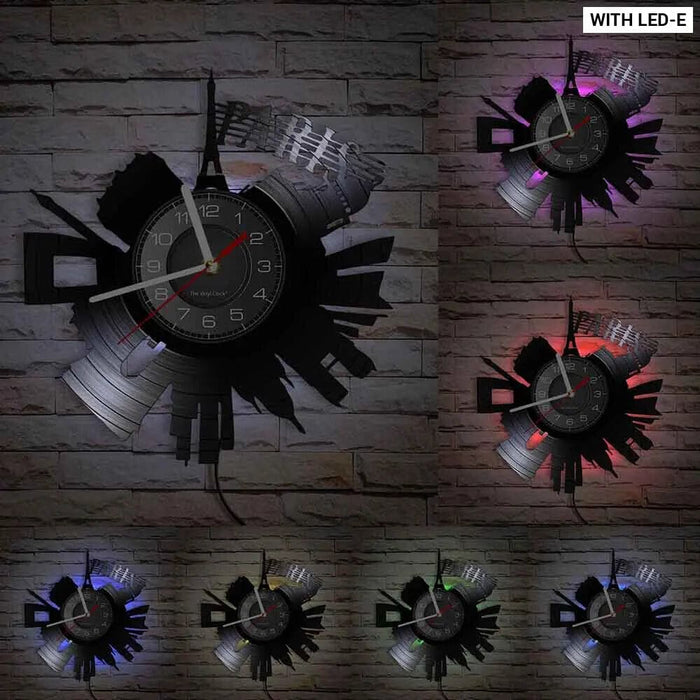 Paris London Vinyl Record Wall Clock