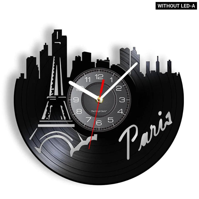 Paris London Vinyl Record Wall Clock