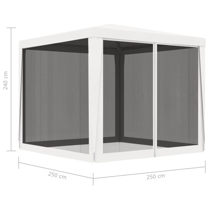 Party Tent with 4 Mesh Sidewalls 2.5x2.5 m White Anpxo
