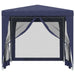 Party Tent With 4 Mesh Sidewalls Blue 2.5x2.5 m Hdpe Tokxxx