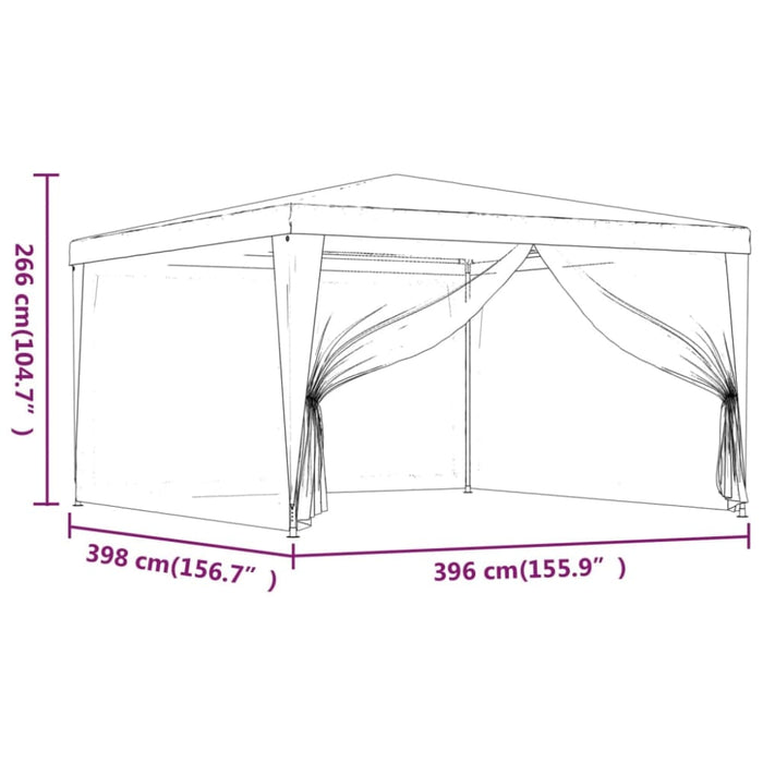 Party Tent With 4 Mesh Sidewalls Blue 4x4 m Hdpe Tokxpx