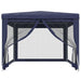 Party Tent With 4 Mesh Sidewalls Blue 3x4 m Hdpe Tokxtx