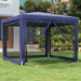 Party Tent With 4 Mesh Sidewalls Blue 3x3 m Hdpe Tokxxi