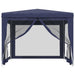 Party Tent With 4 Mesh Sidewalls Blue 3x3 m Hdpe Tokxxi