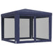Party Tent With 4 Mesh Sidewalls Blue 3x3 m Hdpe Tokxxi