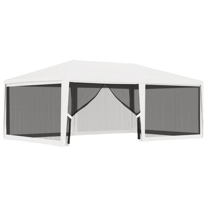 Party Tent With 4 Mesh Sidewalls 4x6 m White Anpxt