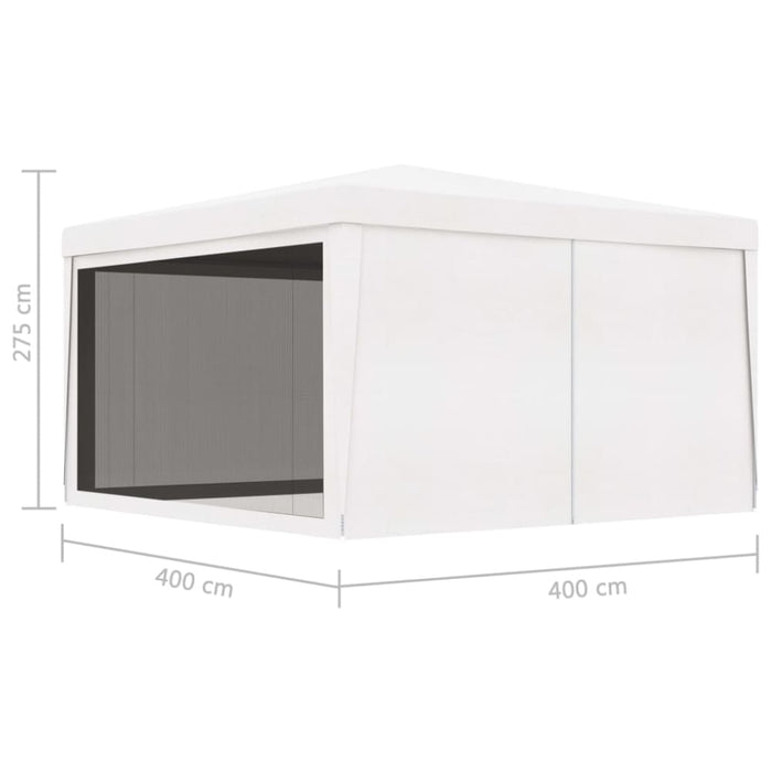 Party Tent With 4 Mesh Sidewalls 4x4 m White Anpxx