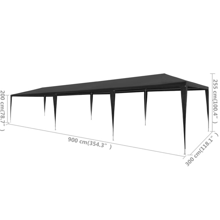 Party Tent 3x9 m Pe Anthracite Apbnk