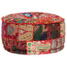 Patchwork Pouffe Round Cotton Handmade 40x20 Cm Red