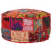Patchwork Pouffe Round Cotton Handmade 40x20 Cm Red