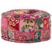 Patchwork Pouffe Round Cotton Handmade 40x20 Cm Pink Xalpia