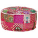 Patchwork Pouffe Round Cotton Handmade 40x20 Cm Pink Xalpia