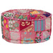 Patchwork Pouffe Round Cotton Handmade 40x20 Cm Pink Xalpia