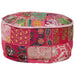 Patchwork Pouffe Round Cotton Handmade 40x20 Cm Pink Xalpia