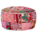Patchwork Pouffe Round Cotton Handmade 40x20 Cm Pink Xalpia