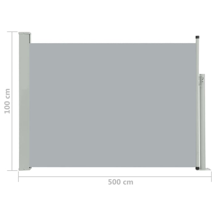 Patio Retractable Side Awning 100x500 Cm Grey Antnl