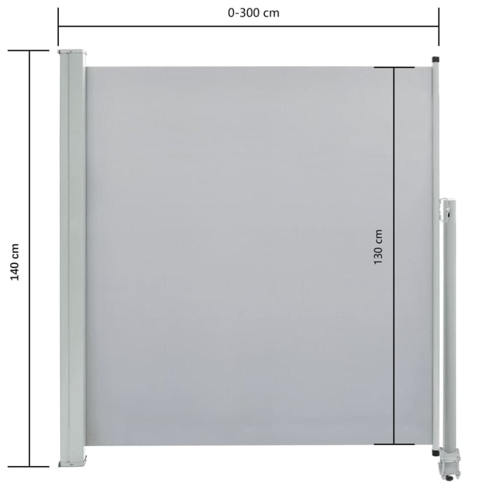 Patio Retractable Side Awning 140 x 300 Cm Grey Apokx