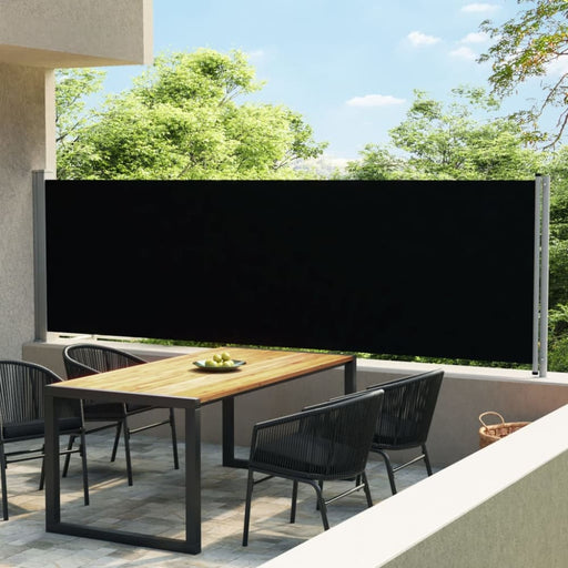Patio Retractable Side Awning 140x600 Cm Black Tottlk